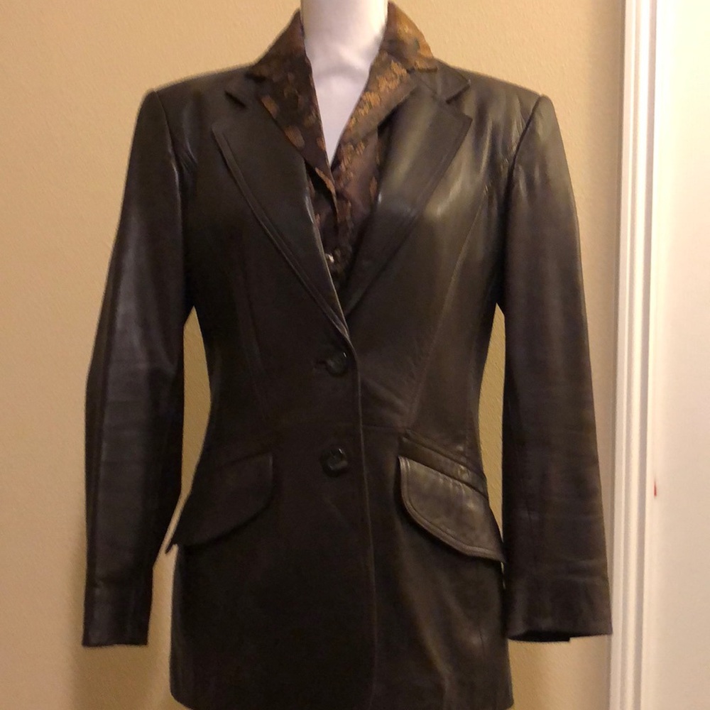 Chocolate Brown Leather Blazer